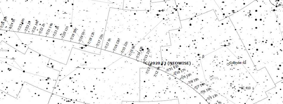 Comet Neowise Tracking Chart