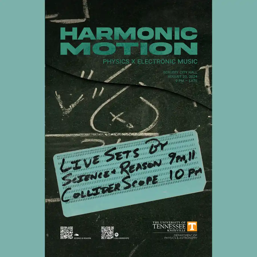 Event poster for Harmonic Motion Physic x Electronic Music